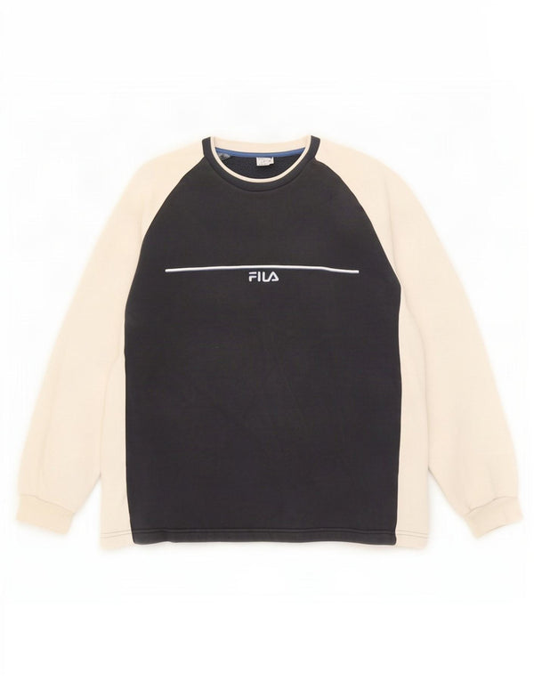 Fila Herren-Sweatshirt-Pullover IT 52/54, groß, marineblau, Colourblock-Baumwolle