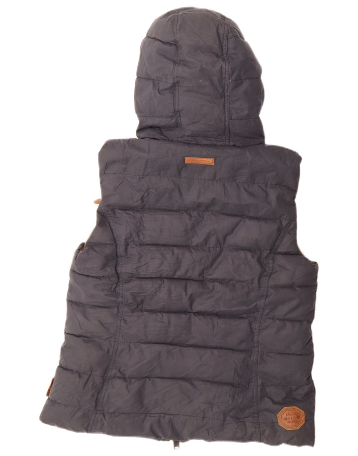 NAKETANO Wattierte Damen-Weste mit Kapuze, UK 18, XL, Marineblau, Polyester