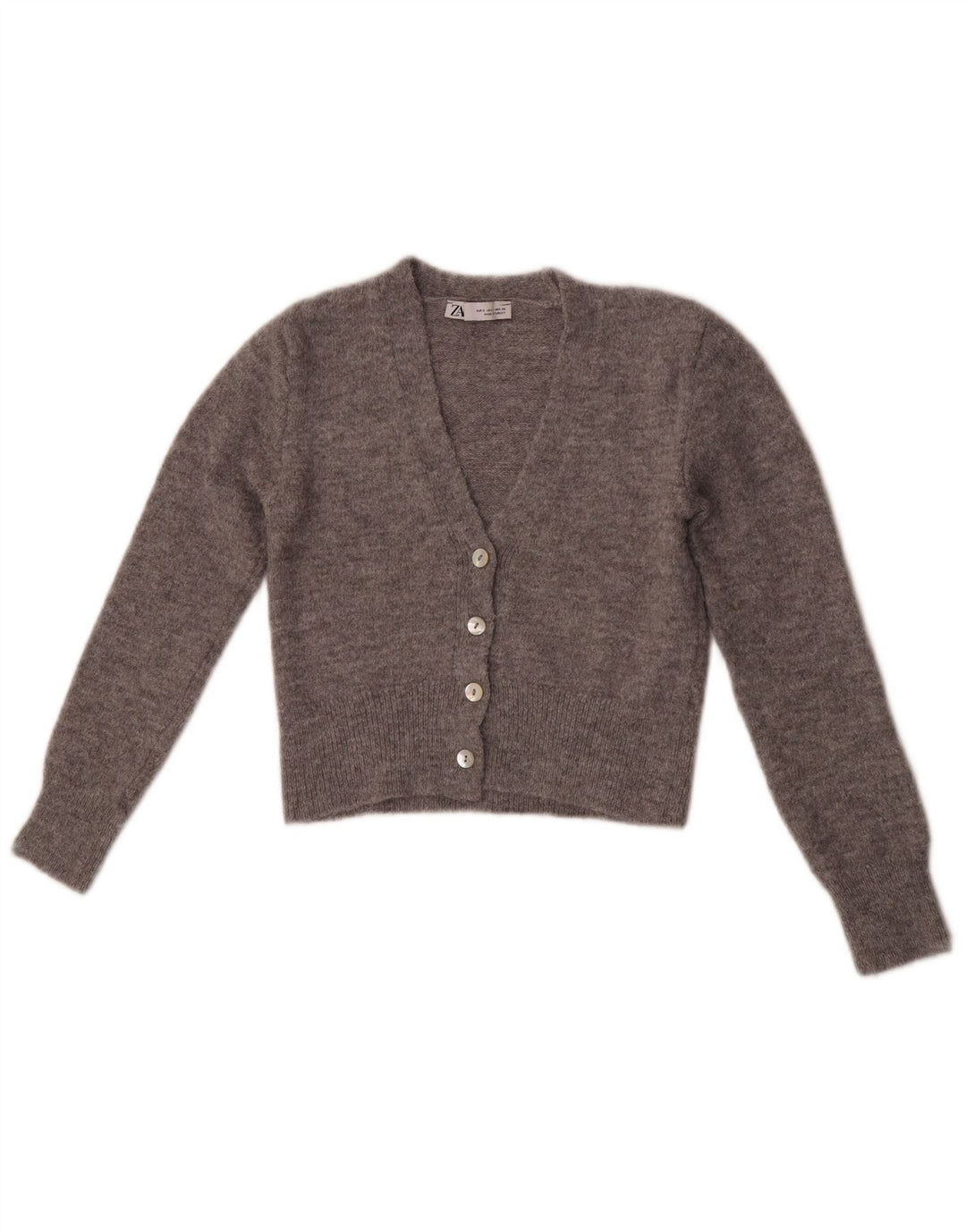 Zara Damen Crop Cardigan Pullover UK 8 Small Grau