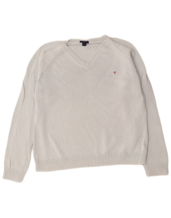 Gant Damen-Pullover mit V-Ausschnitt, UK 18, XL, Blau, Baumwolle