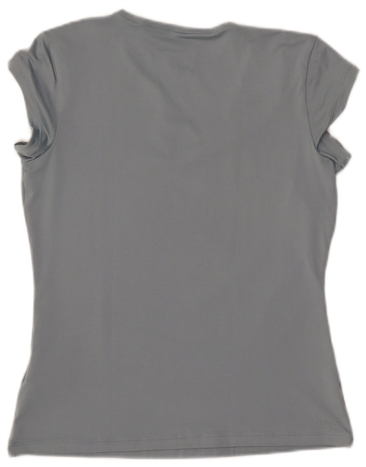 NIKE Damen Dri Fit T-Shirt Top UK 14 Large Blau Polyester