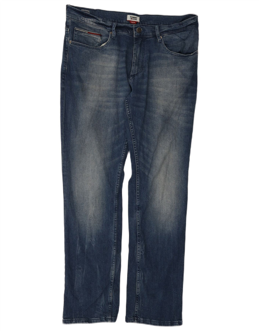 TOMMY HILFIGER Herren Straight Jeans W36 L32 Blaue Baumwolle