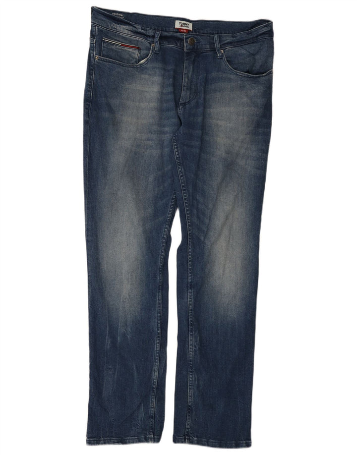TOMMY HILFIGER Herren Straight Jeans W36 L32 Blaue Baumwolle