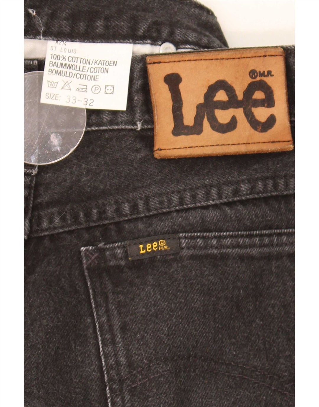 Lee Herren Tapered Jeans W33 L32 Schwarze Baumwolle