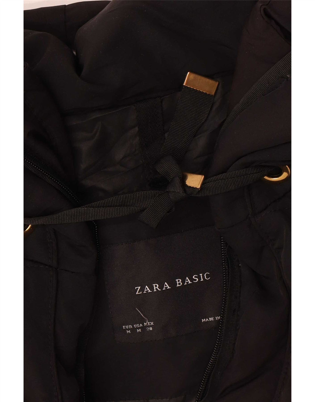 Zara Damen-Kapuzenjacke, wattiert, UK 14, Mittelschwarz, Polyester