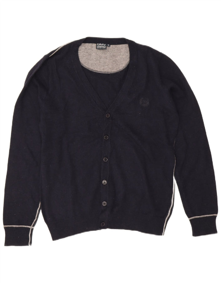 Gianmarco Venturi Herren Strickjacke XL Marineblaue Lammwolle
