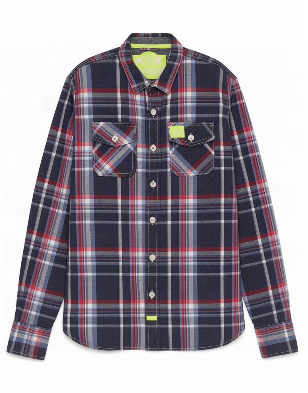 Superdry Herrenhemd XL, marineblau, kariert, Baumwolle