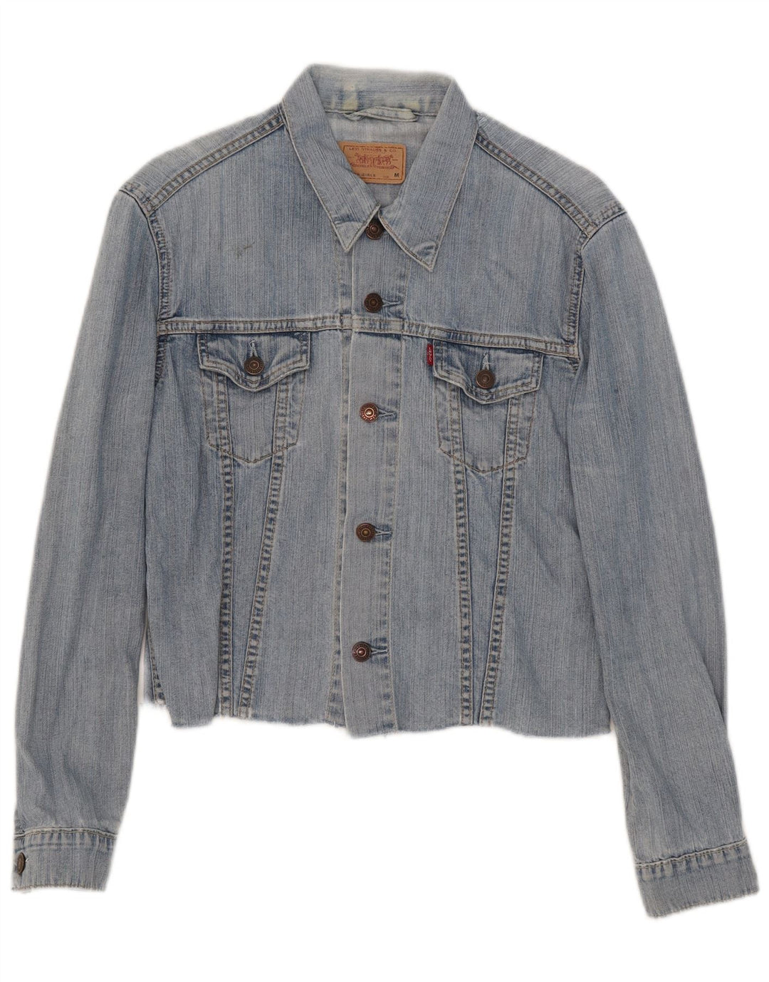 Levi's Crop Jeansjacke für Mädchen, 10–11 Jahre, mittelblaue Baumwolle