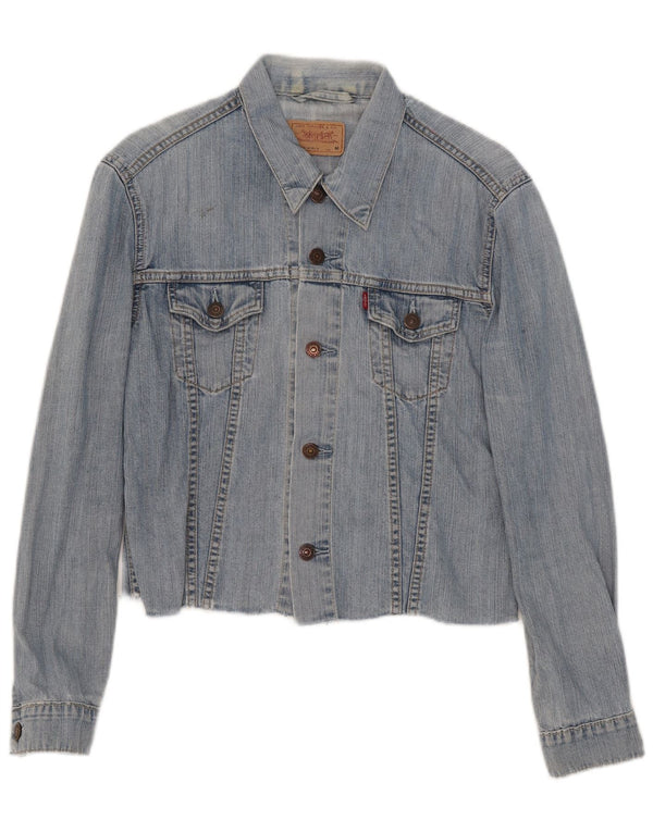 Levi's Crop Jeansjacke für Mädchen, 10–11 Jahre, mittelblaue Baumwolle