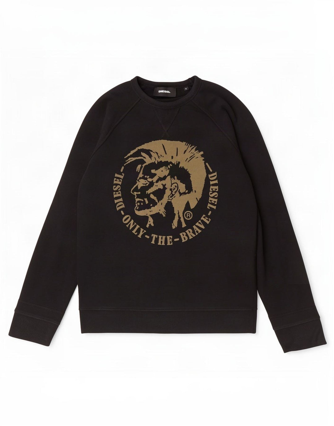 Diesel Herren-Sweatshirt mit Grafik, groß, aus schwarzer Baumwolle