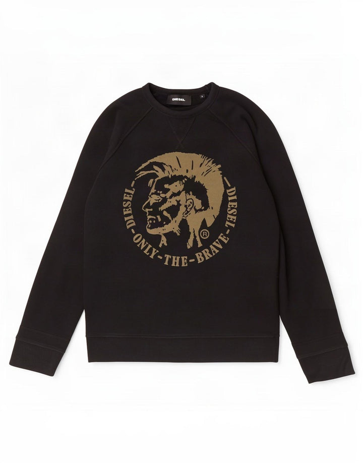 Diesel Herren-Sweatshirt mit Grafik, groß, aus schwarzer Baumwolle