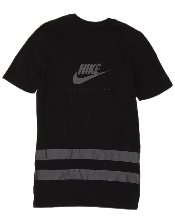 Nike Damen Athletic Cut Graphic T-Shirt Kleid UK 6 XS Schwarz Baumwolle