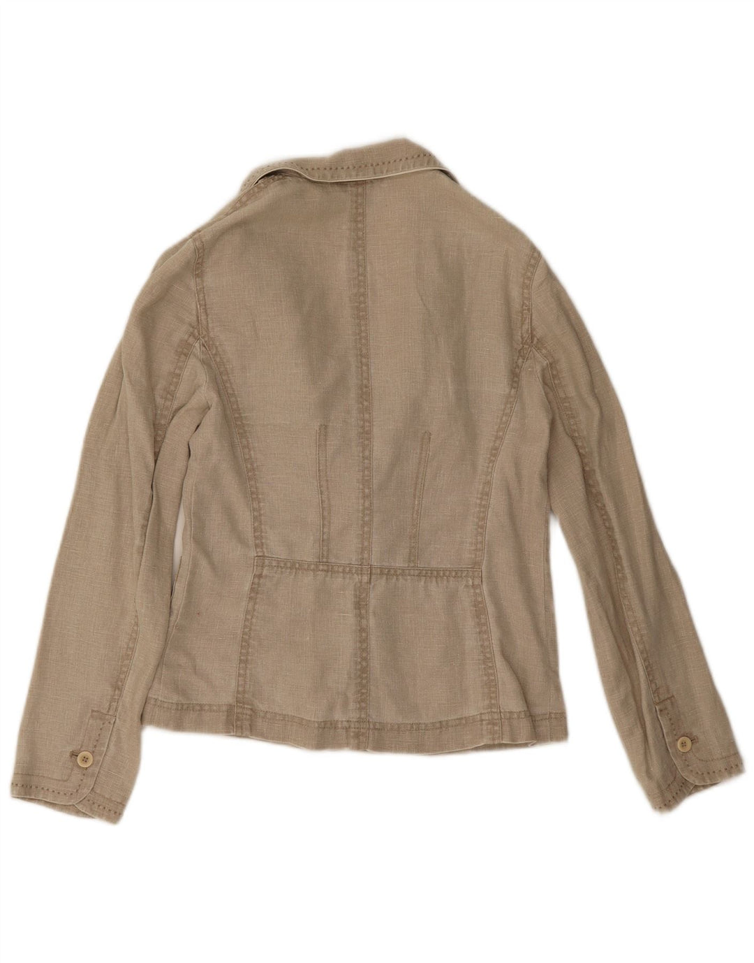 Monsoon Damen-Blazer mit 2 Knöpfen, Gr. 10, Größe S, Beige, Leinen