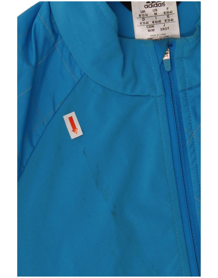 Adidas Damen Radsport-Trainingsanzug-Oberjacke UK 12/14 Mittelblaues Polyester