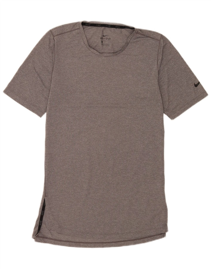 Nike Herren Dri Fit T-Shirt-Oberteil aus mittelgrauem Polyester