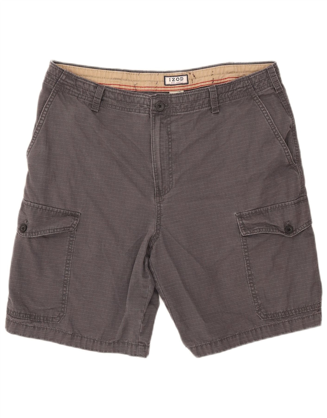 Izod Herren Cargoshorts W34 Große grau gestreifte Baumwolle