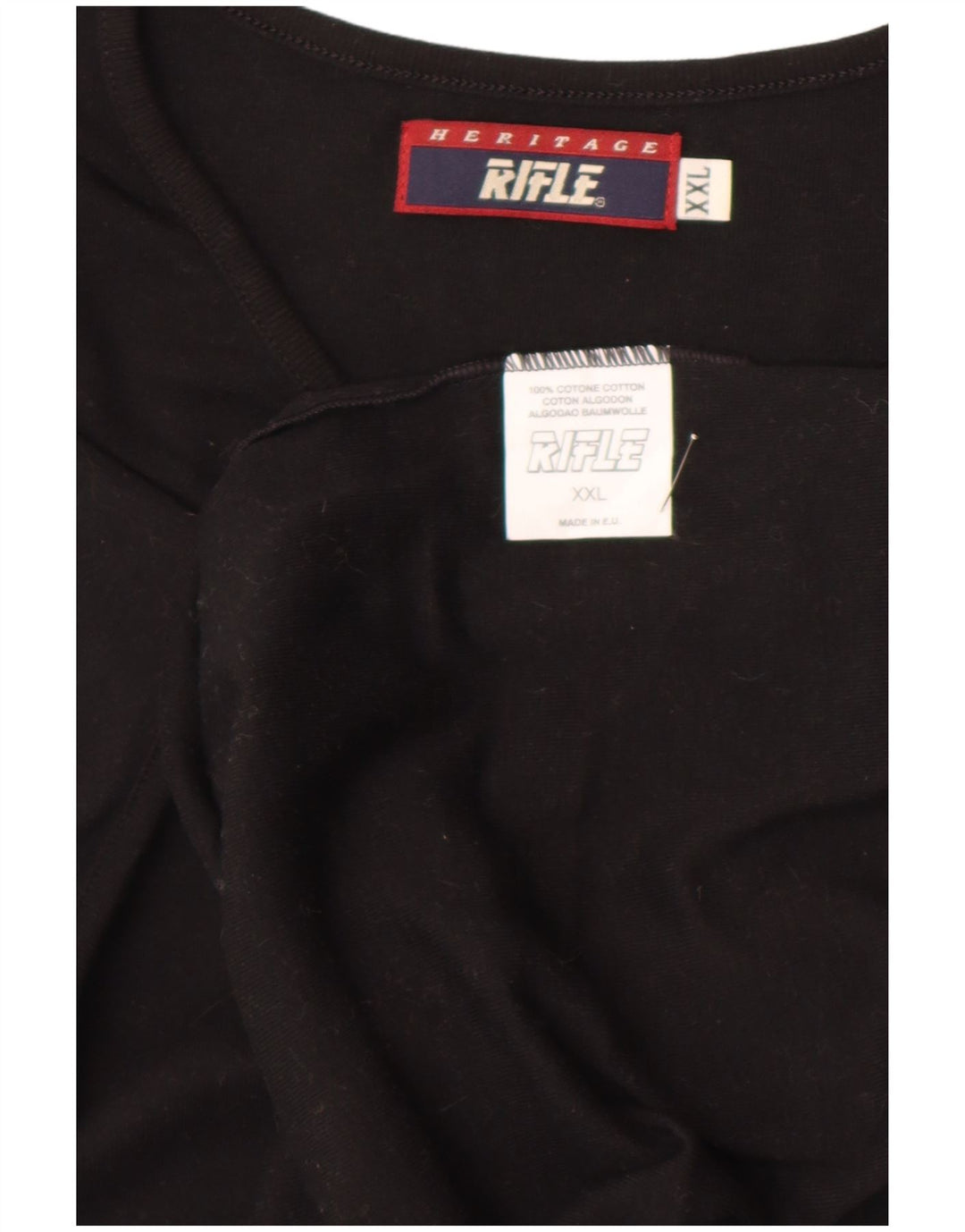 Rifle Herren T-Shirt Top 2XL Schwarz Baumwolle