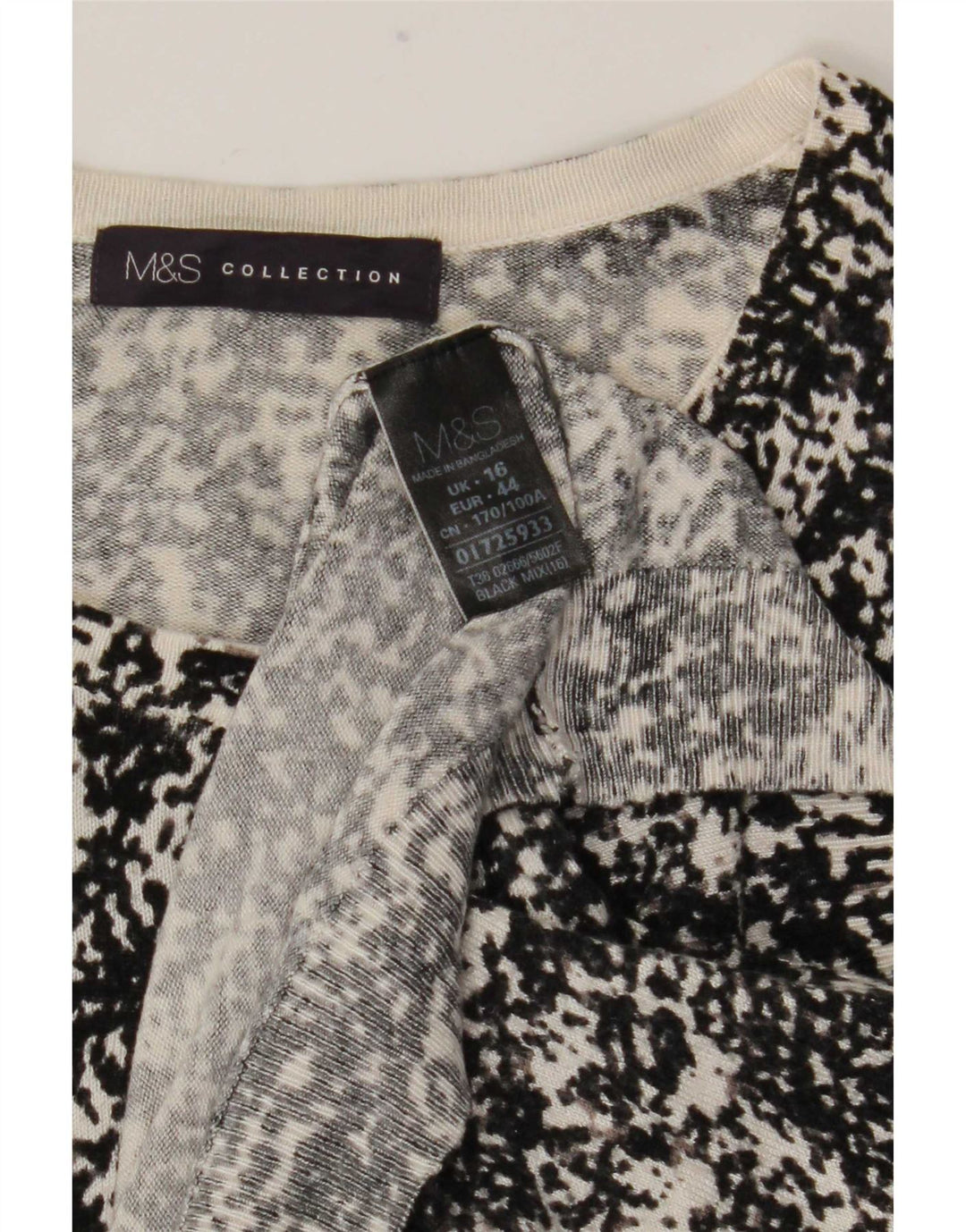 Marks & Spencer Damen-Strickjacke mit abstraktem Muster, Gr. 42, Größe L, Schwarz