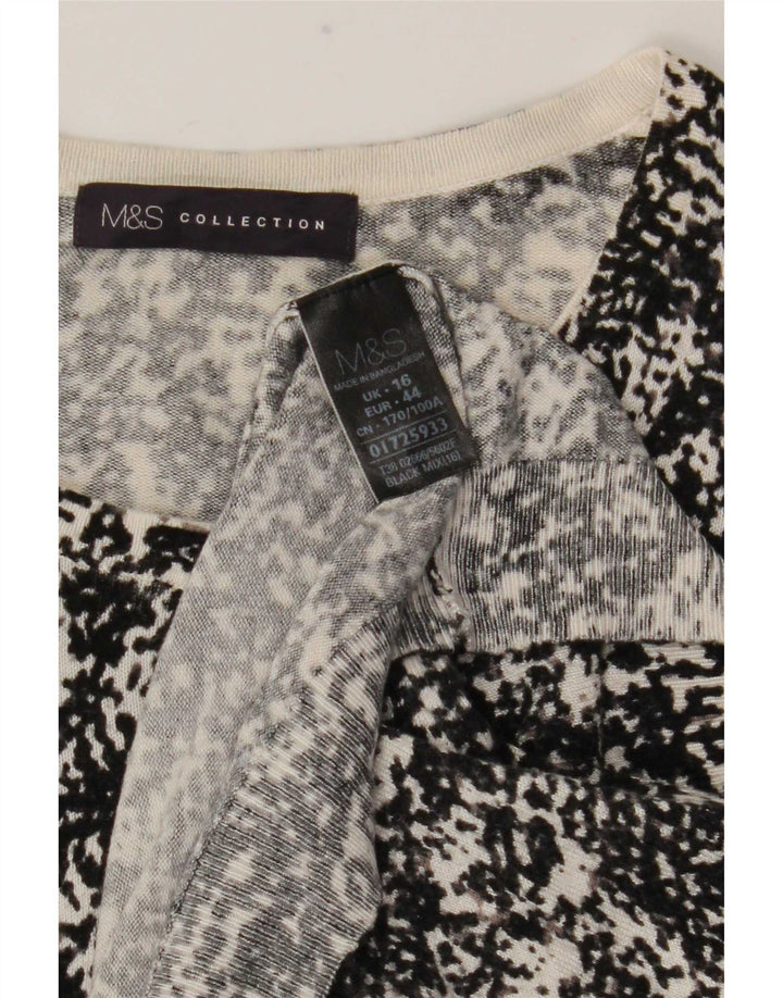 Marks & Spencer Damen-Strickjacke mit abstraktem Muster, Gr. 42, Größe L, Schwarz