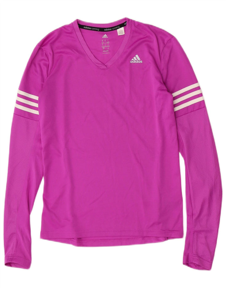 Adidas Damen Climalite Top Langarm UK 8/10 Small Lila Polyester