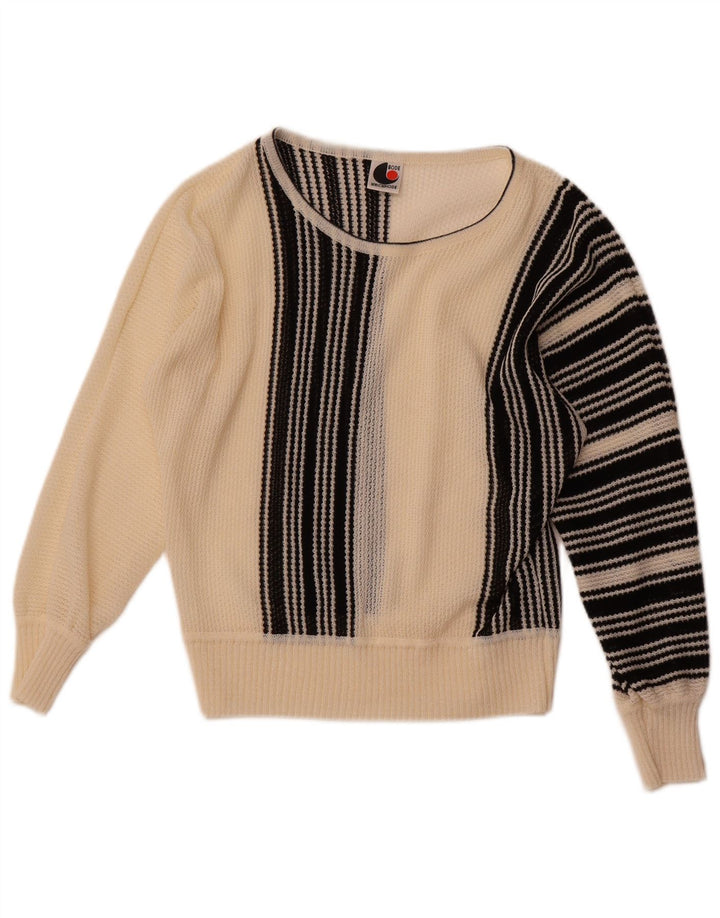 BODE Damen-Pullover mit U-Boot-Ausschnitt, EU 40, Mittel, gebrochenes Weiß, gestreift