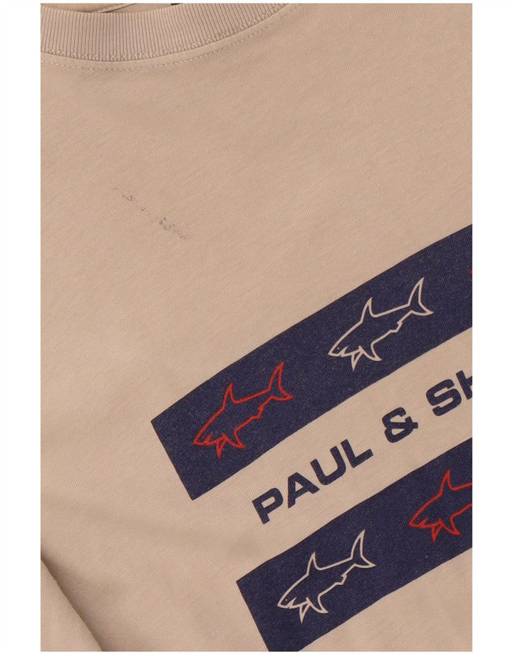 PAUL & SHARK Herren Yachting Graphic T-Shirt Top XL Beige Baumwolle