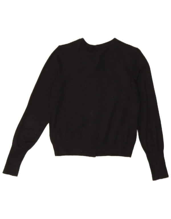 Marks & Spencer Damen Crop Cardigan Pullover UK 10 Small Schwarze Viskose