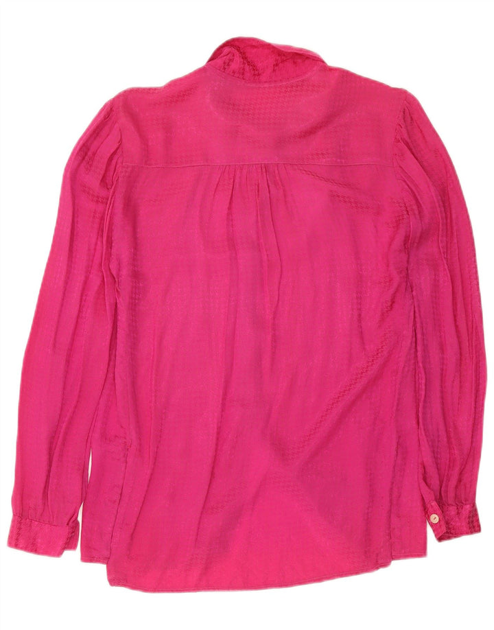 Vintage Damen Hemdbluse UK 12 Mittelrosa Hahnentrittmuster