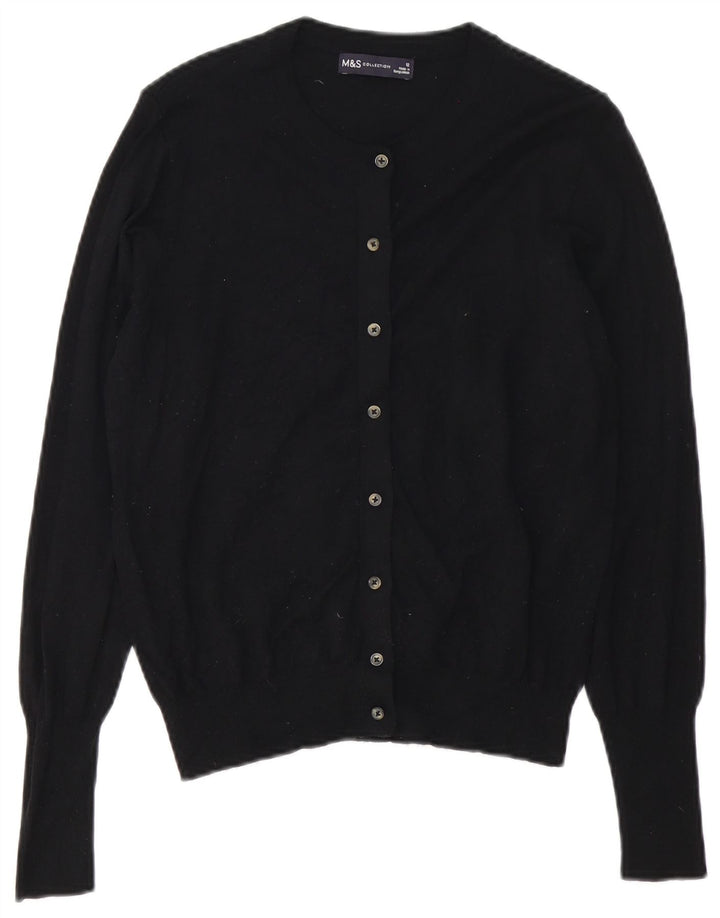 Marks & SPENCER Damen-Cardigan-Pullover UK 12 Mittelschwarze Viskose