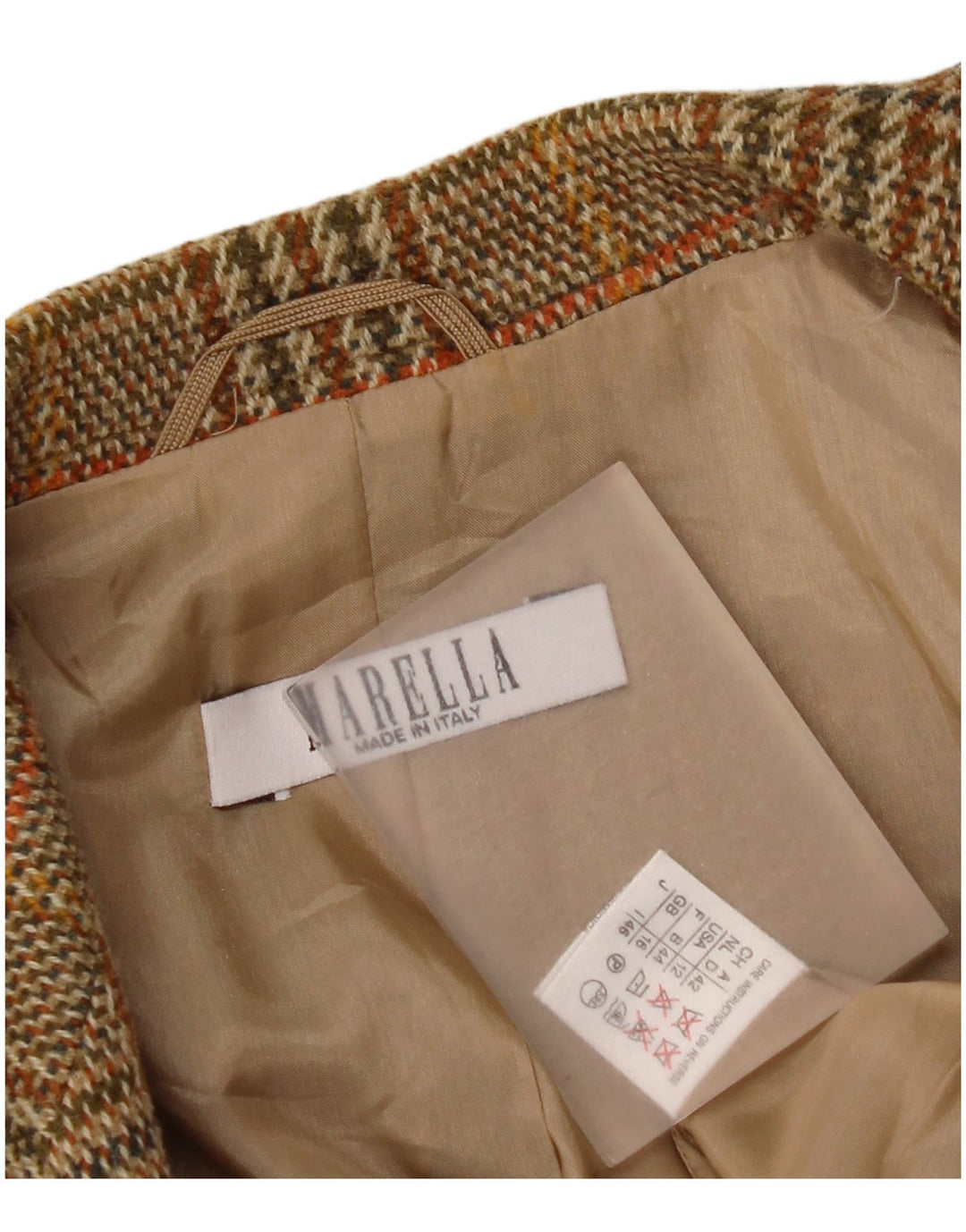 Marella Damen-Blazer mit 2 Knöpfen, Gr. 16, Braun, Hahnentrittmuster