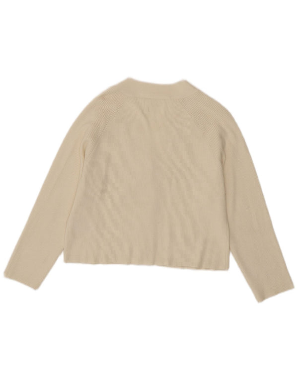 Zara Mädchen Crop Cardigan Pullover 11-12 Jahre Beige Viskose