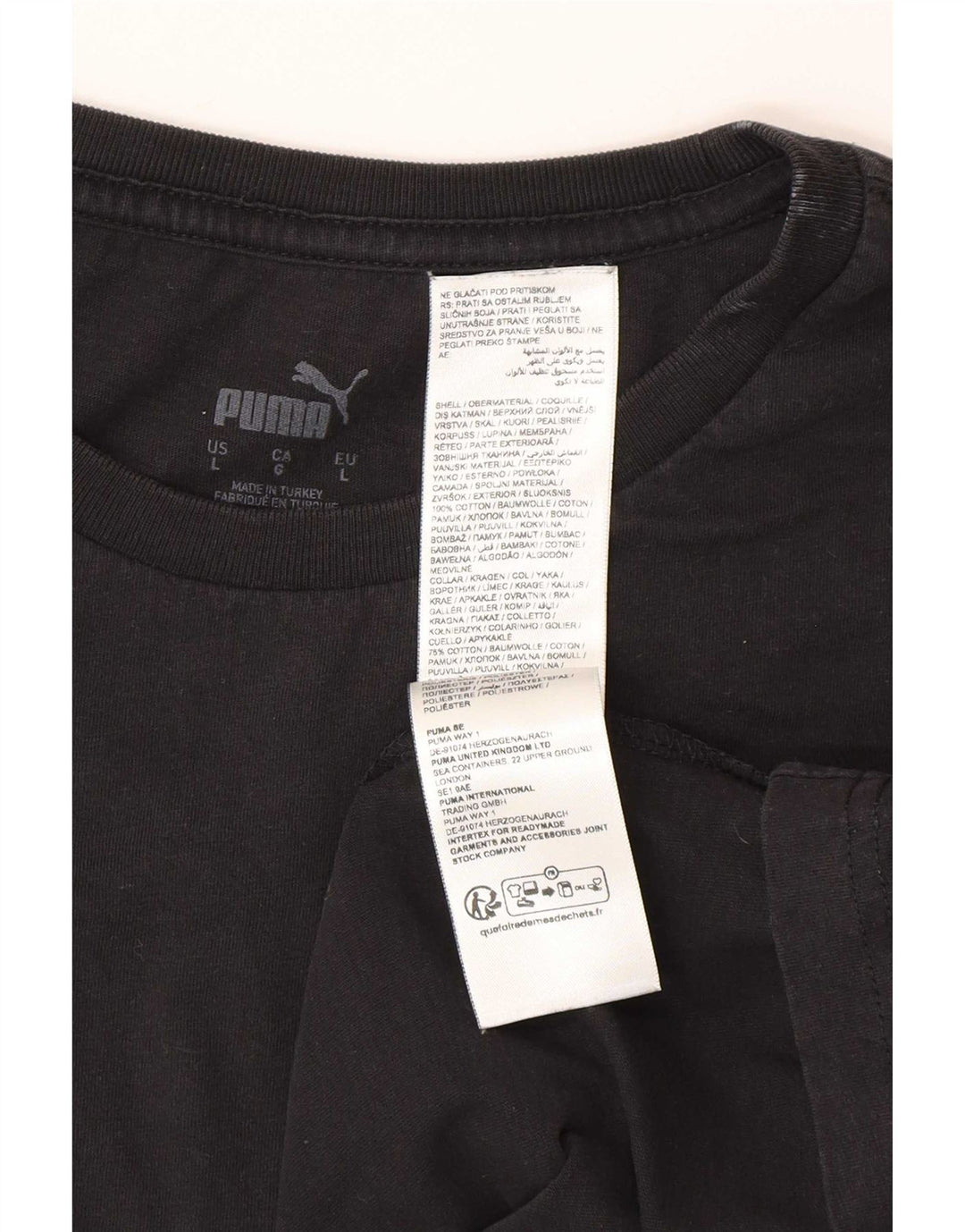 Puma Herren T-Shirt Top Large Schwarz Baumwolle