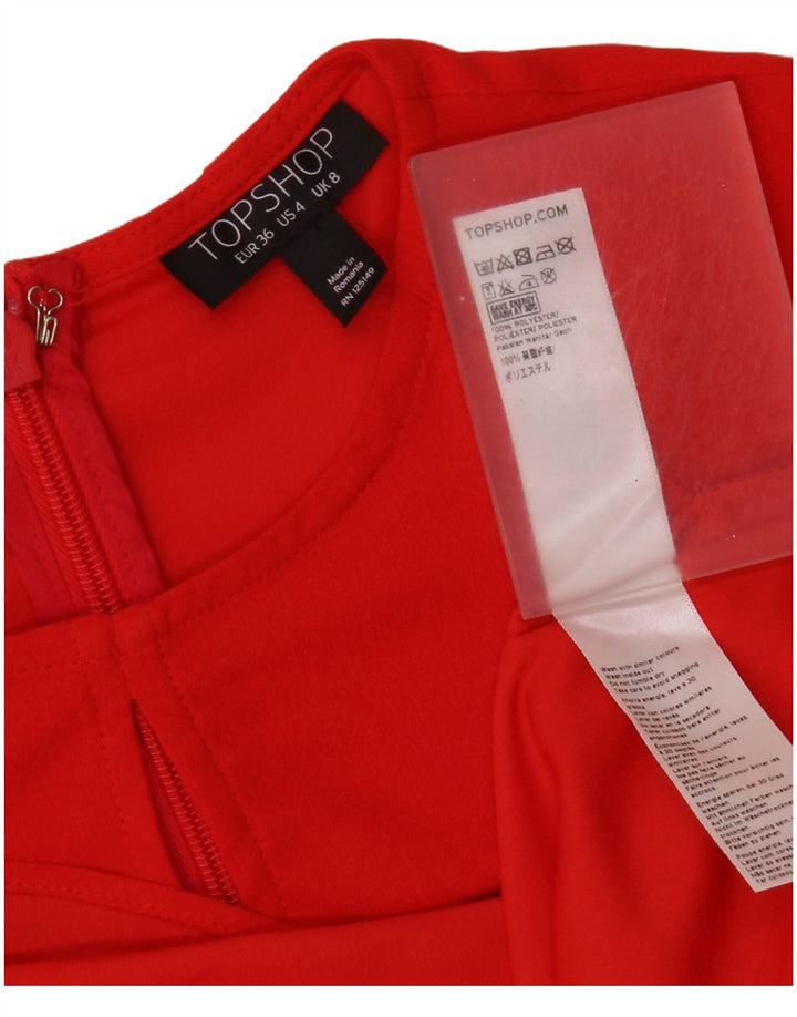 Topshop Damen Etuikleid UK 8 Small Rot Polyester