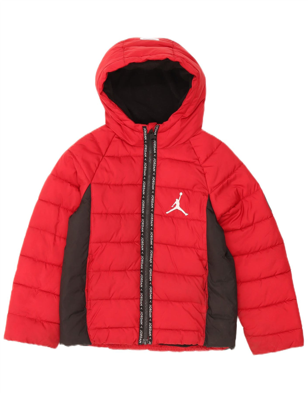 Jordan Jungen wattierte Jacke mit grafischer Kapuze, 8–9 Jahre, Größe S, Rot, Farbblock