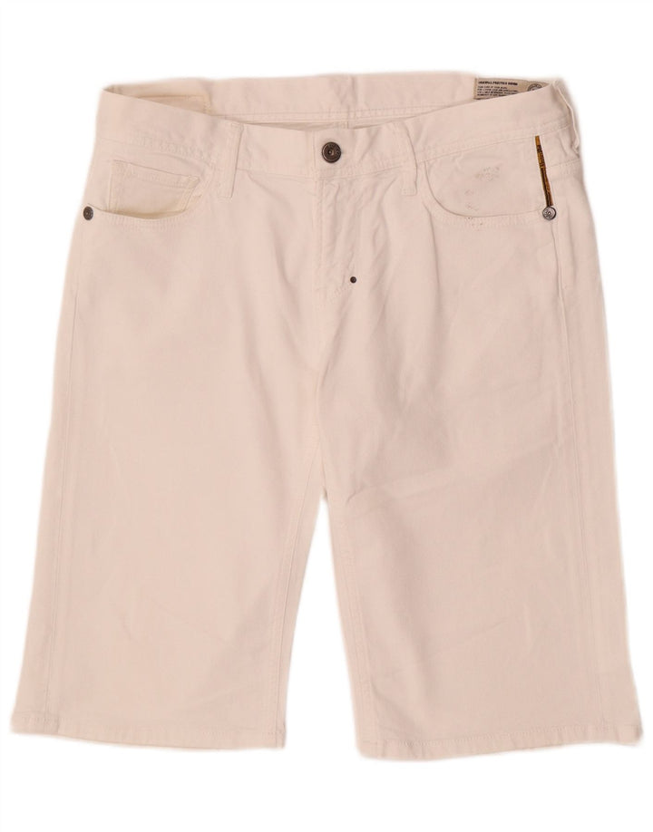 Meltin' Pot Herren-Jeansshorts, W34, Größe L, weiße Baumwolle