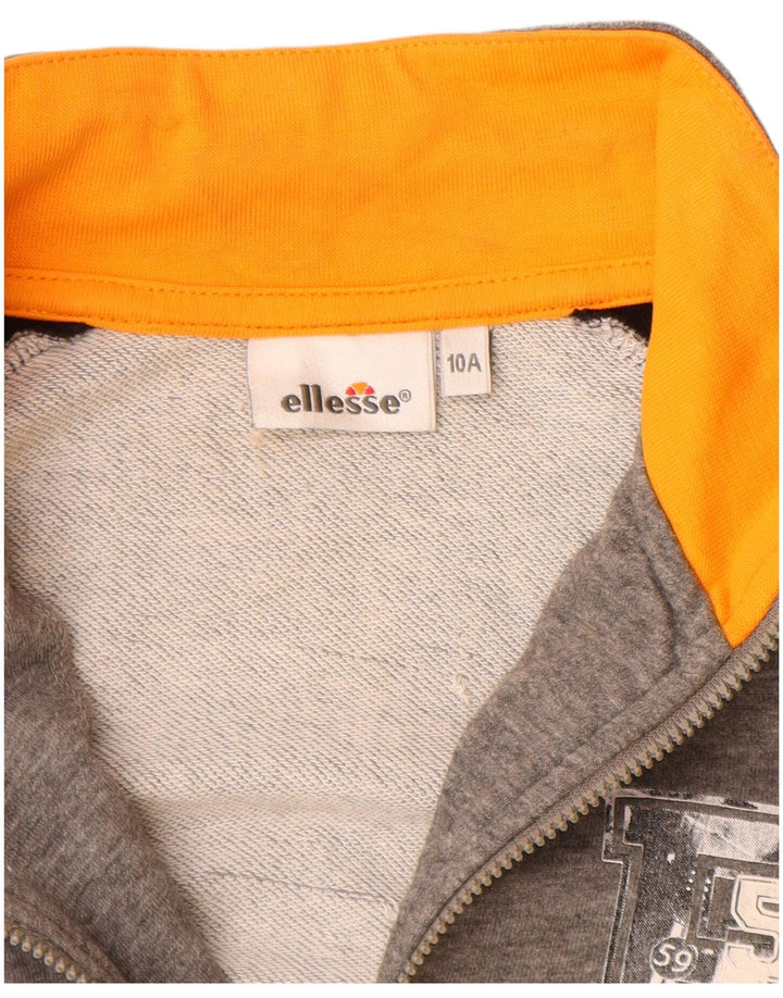 Ellesse Jungen-Trainingsanzugoberteil mit Grafik, 9–10 Jahre, graues Farbblockdesign