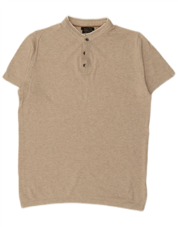 MASSIMO DUTTI Herren Poloshirt Mittelbeige Baumwolle