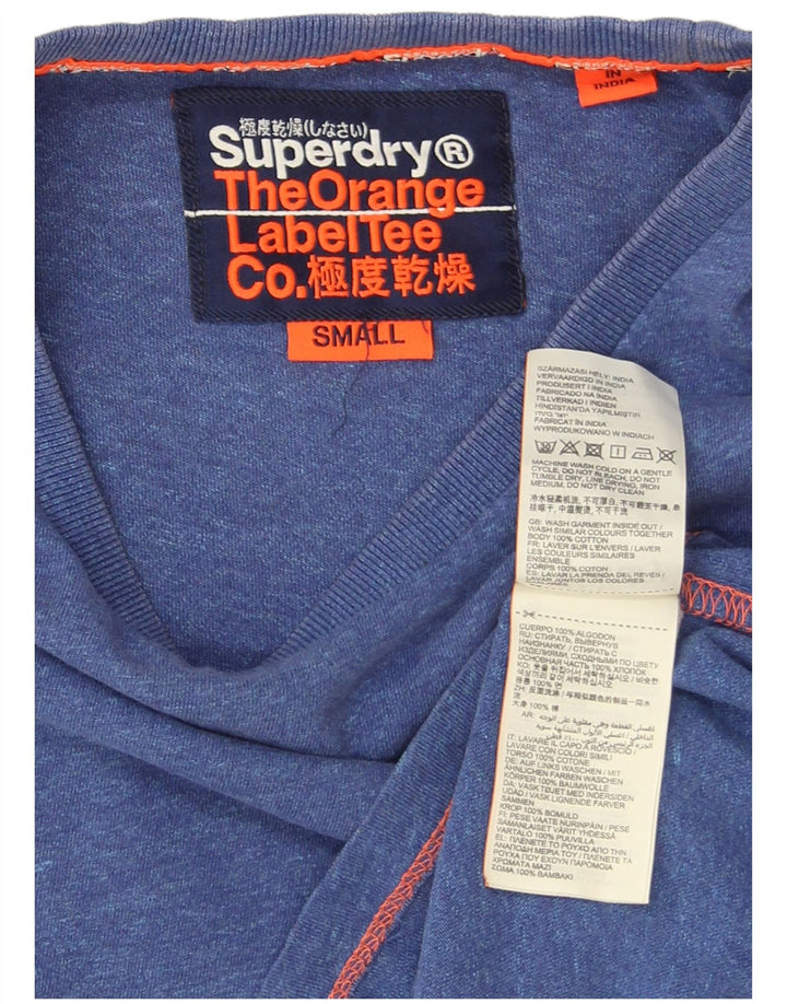 Superdry Herren-T-Shirt-Oberteil, klein, blau gefleckte Baumwolle