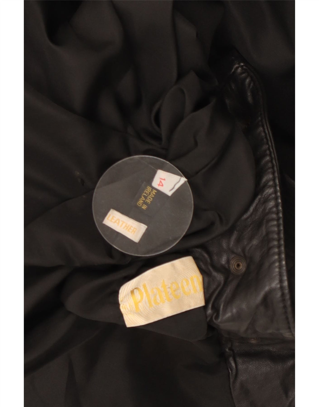 VINTAGE Damen Übergroße Lederjacke UK 14 Großes schwarzes Leder