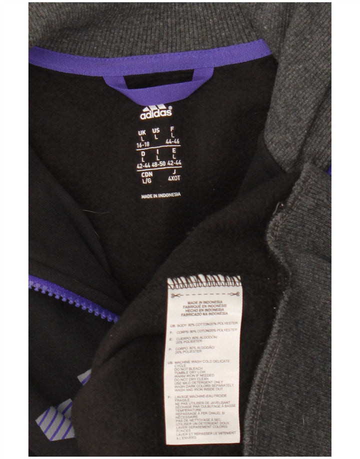 ADIDAS Damen Grafik-Sweatshirt mit Reißverschluss am Hals, UK 16/18, Größe L, Schwarz