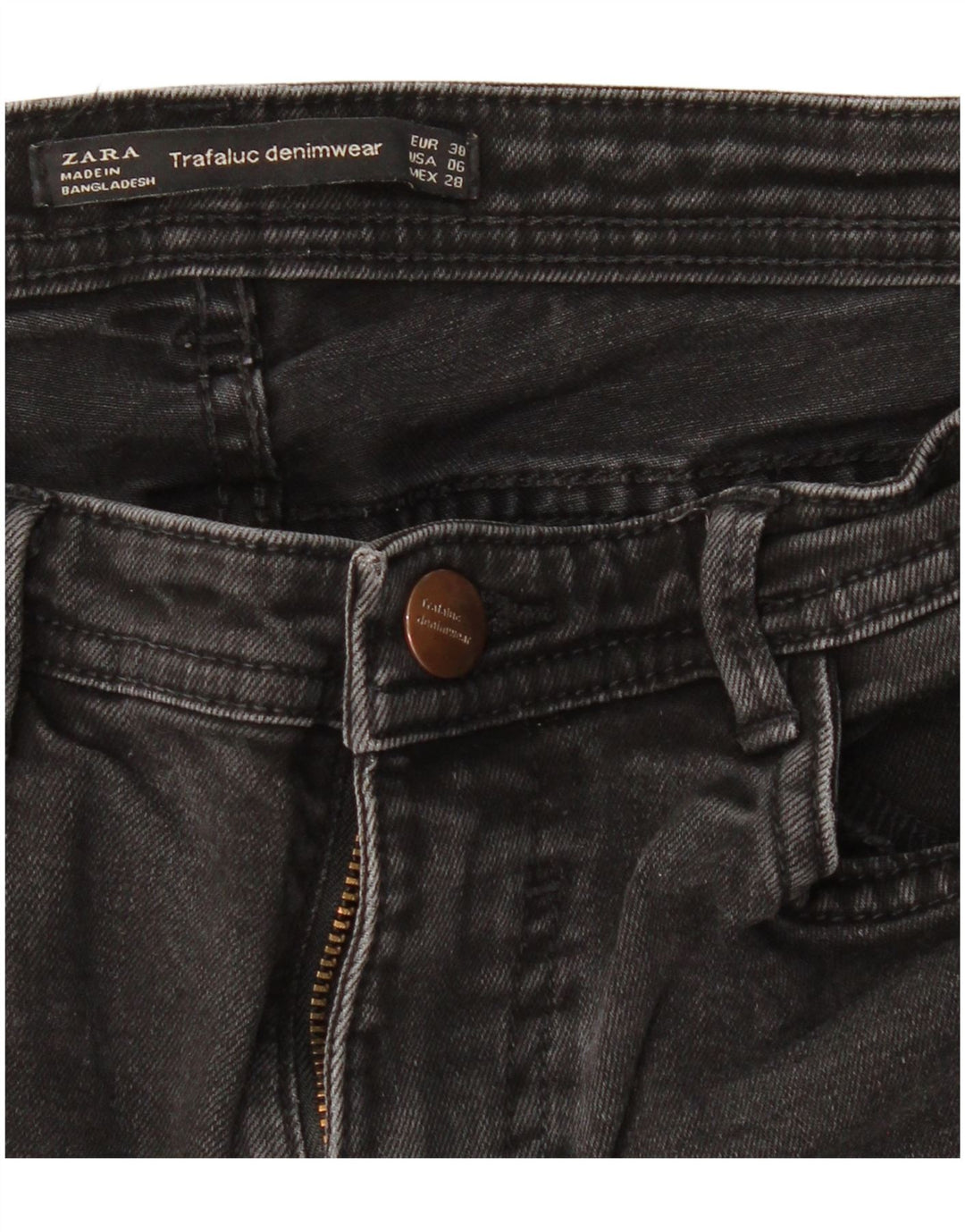 ZARA Damen Schlagjeans EU 38 Small W28 L29 Schwarz