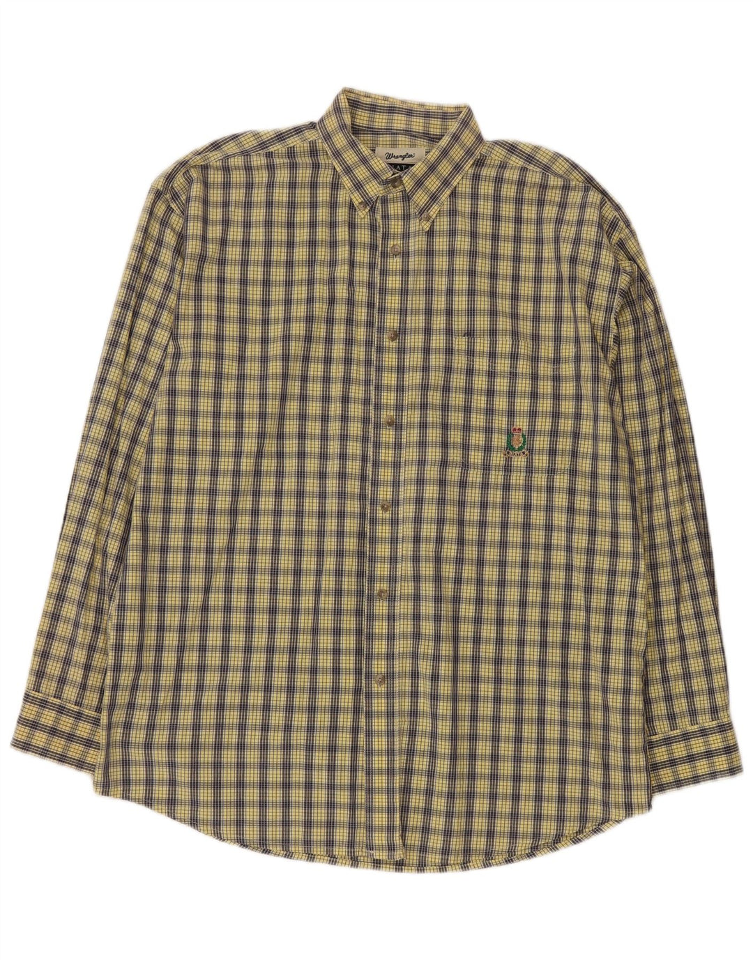 Wrangler Herren-Riata-Hemd, Größe 16 1/2, groß, gelb kariert