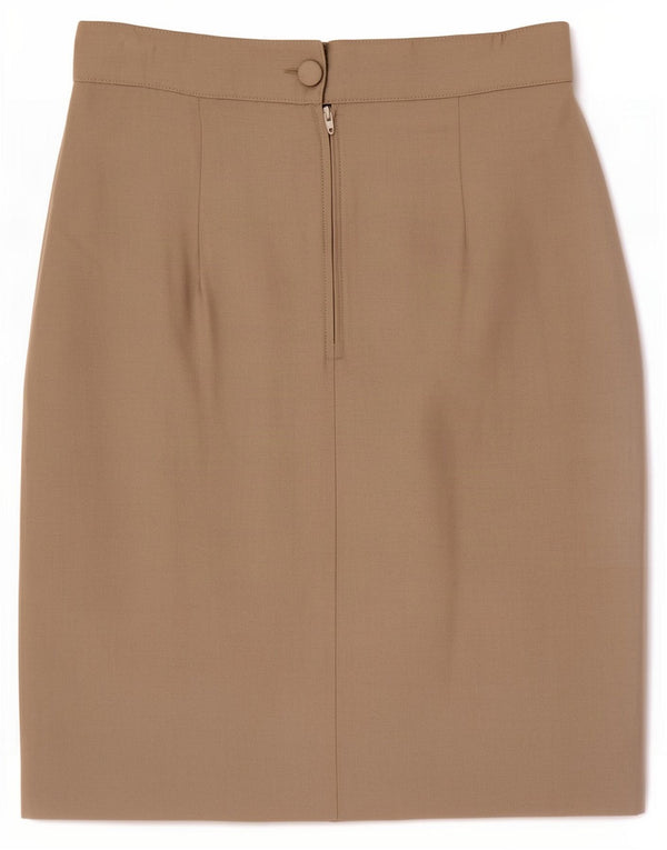 Vintage Womens Pencil Skirt Small W26 Khaki Polyester
