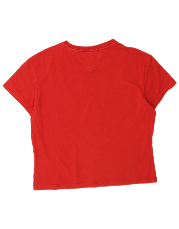 TOMMY HILFIGER Damen Übergroßes Grafik-T-Shirt-Oberteil UK 10 Small Rot