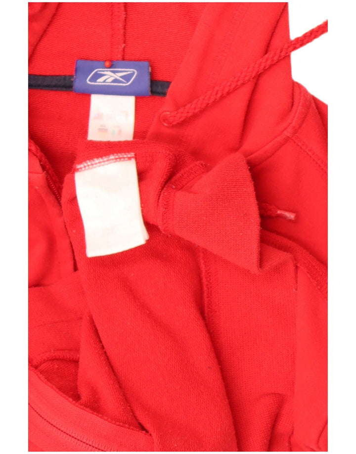 Reebok Womens Graphic Zip Hoodie Pullover UK 14 Mittelrotes Polyester