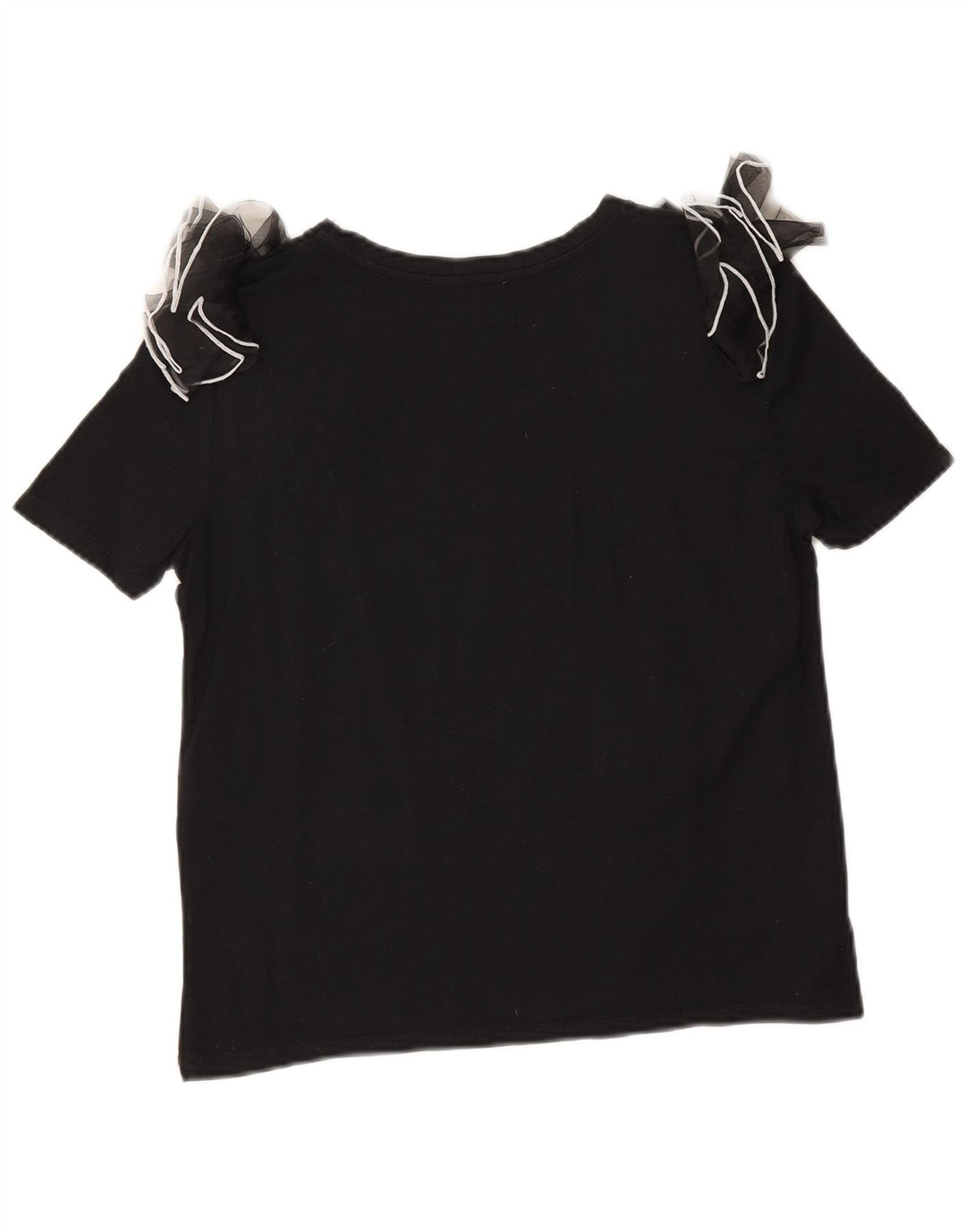 Zara Damen Bluse Top UK 10 Small Schwarze Baumwolle
