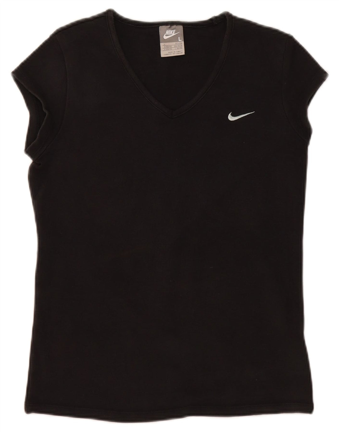 NIKE Damen T-Shirt Top UK 14/16 Large Schwarz Baumwolle