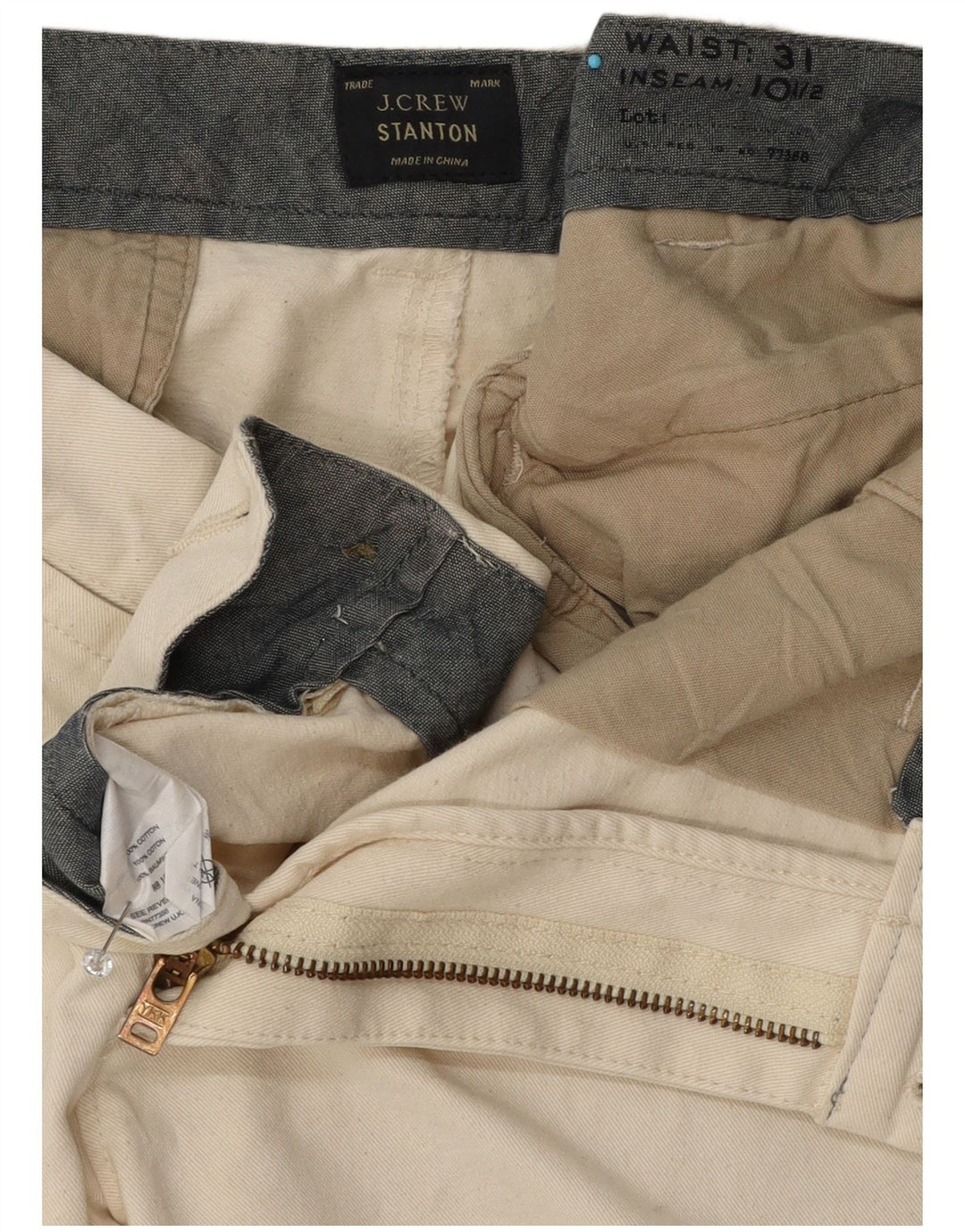J. Crew Herren Stanton Chino Shorts W31 Mittelweiße Baumwolle