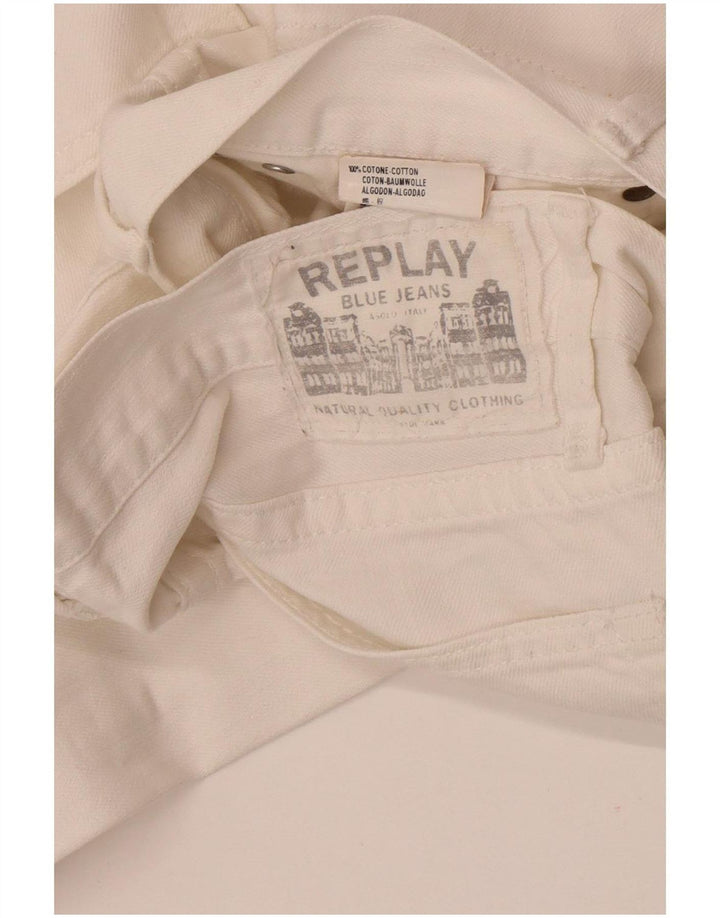 Replay Herren Straight Jeans W32 L31 Weiße Baumwolle