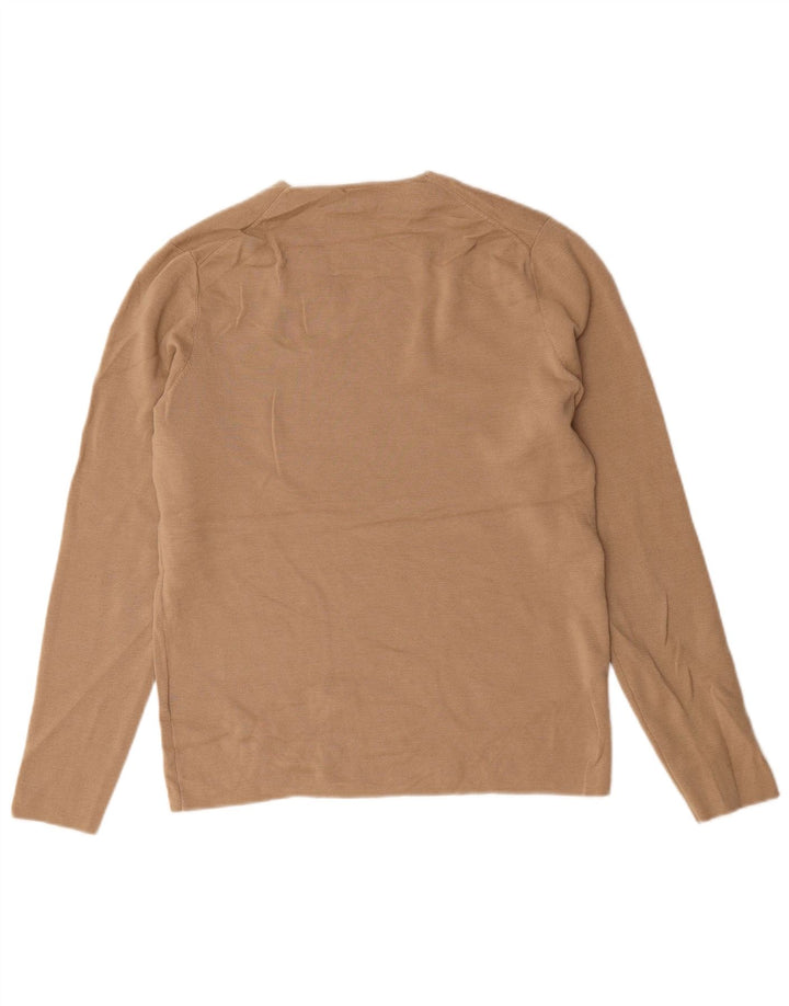 Cos Damen-Pullover mit V-Ausschnitt, UK 14, mittelbeige Wolle